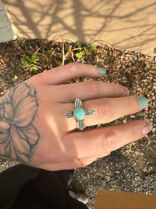 #8 turquoise Zia ring. Size 9